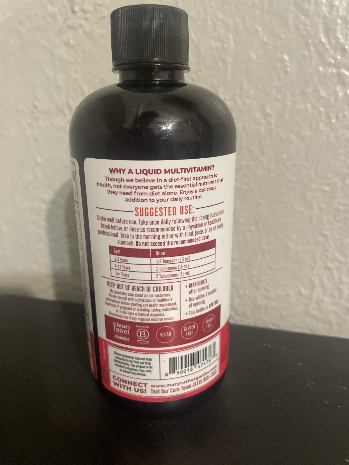 Mary Ruths Liquid Morning Broad Spectrum Raspberry 15.22 Fl Oz Exp 9/27 New