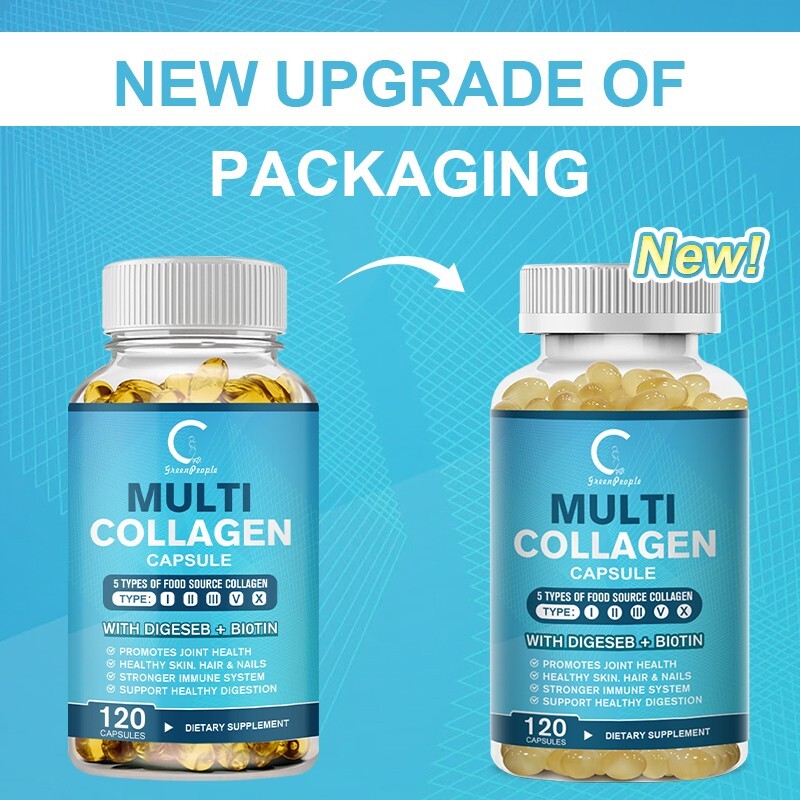 Multi COLLAGEN PEPTIDES Types I, II, III, V,X 120 Pills Anti-Aging Skin Capsules