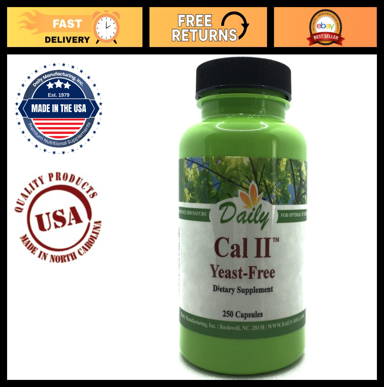 Calcium Carbonate & Hydroxide Supplement – Yeast-Free, Daily Calcium Boost