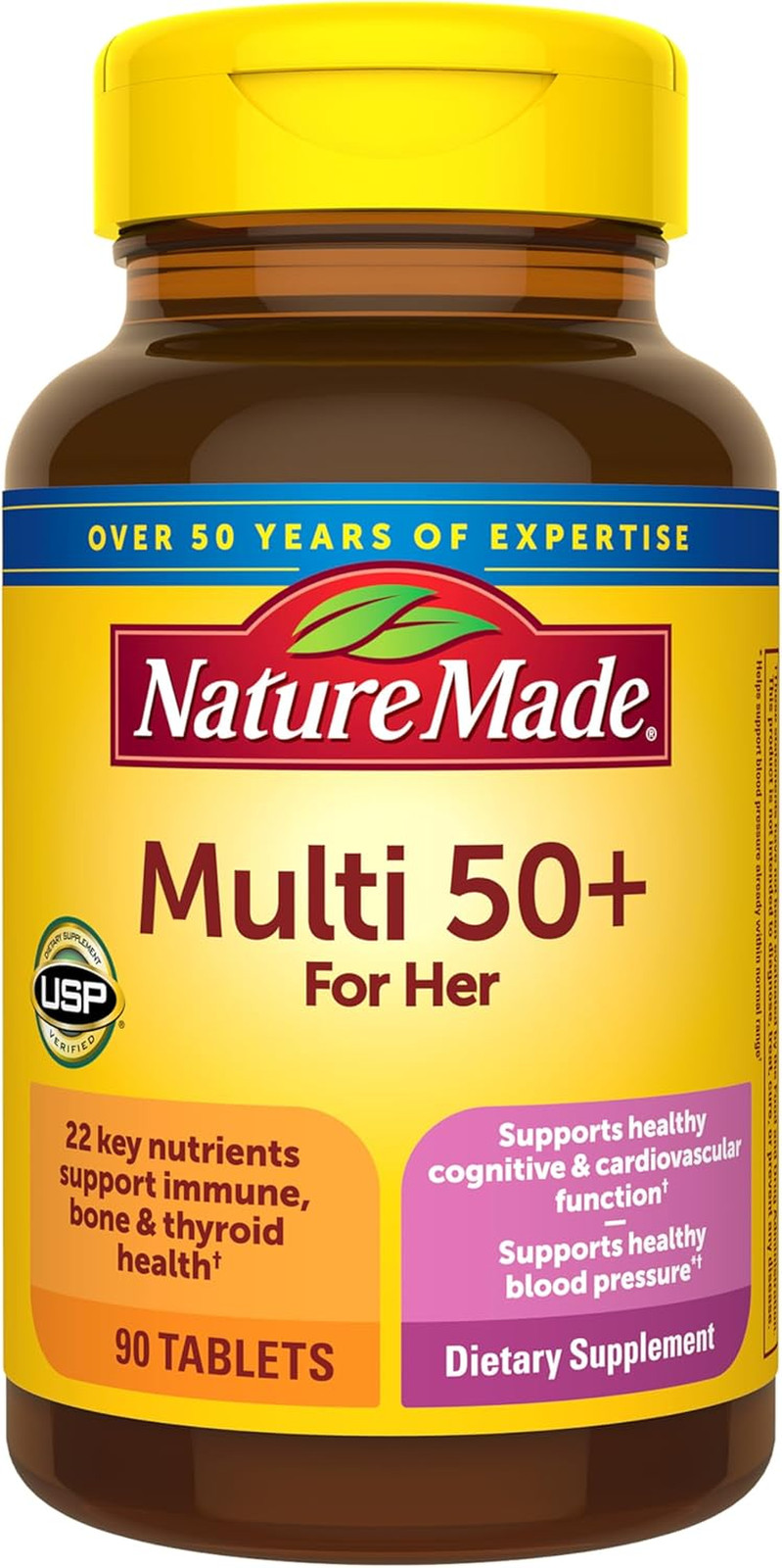 Nature Made Multivitamin for Women 50+ No Iron Daily Support 90 Tablets NEW