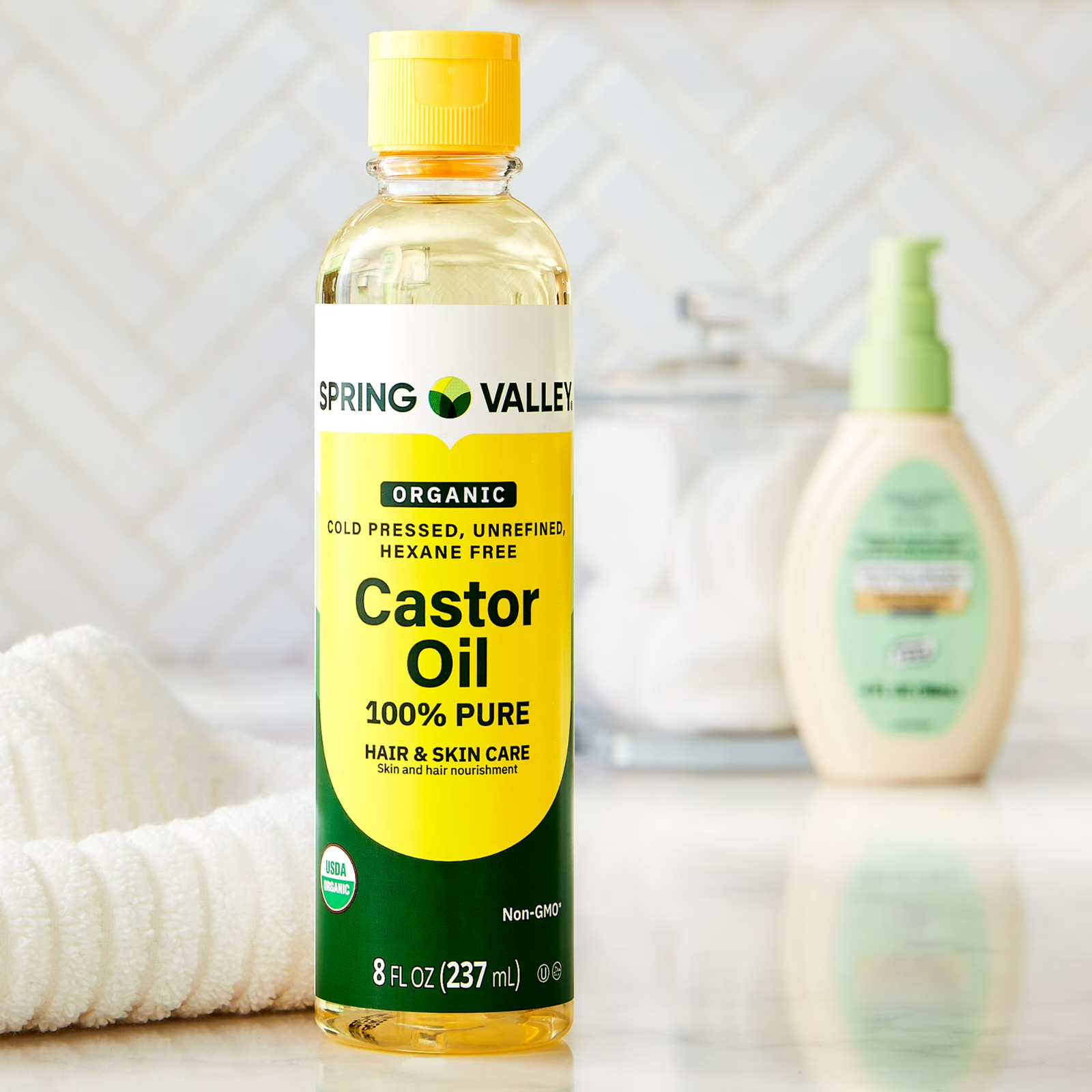 H4U Spring Valley Cold-Pressed Castor Oil Organic for Hair & Skin 8 fl oz