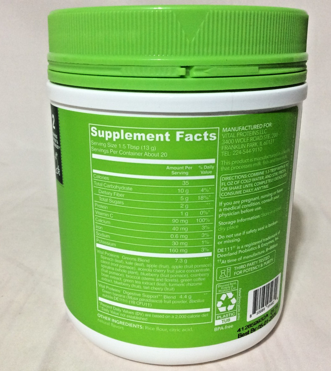 Vital Proteins Daily Greens Dietary Supplement – Green Apple- 9.3oz-EXP 5/2026