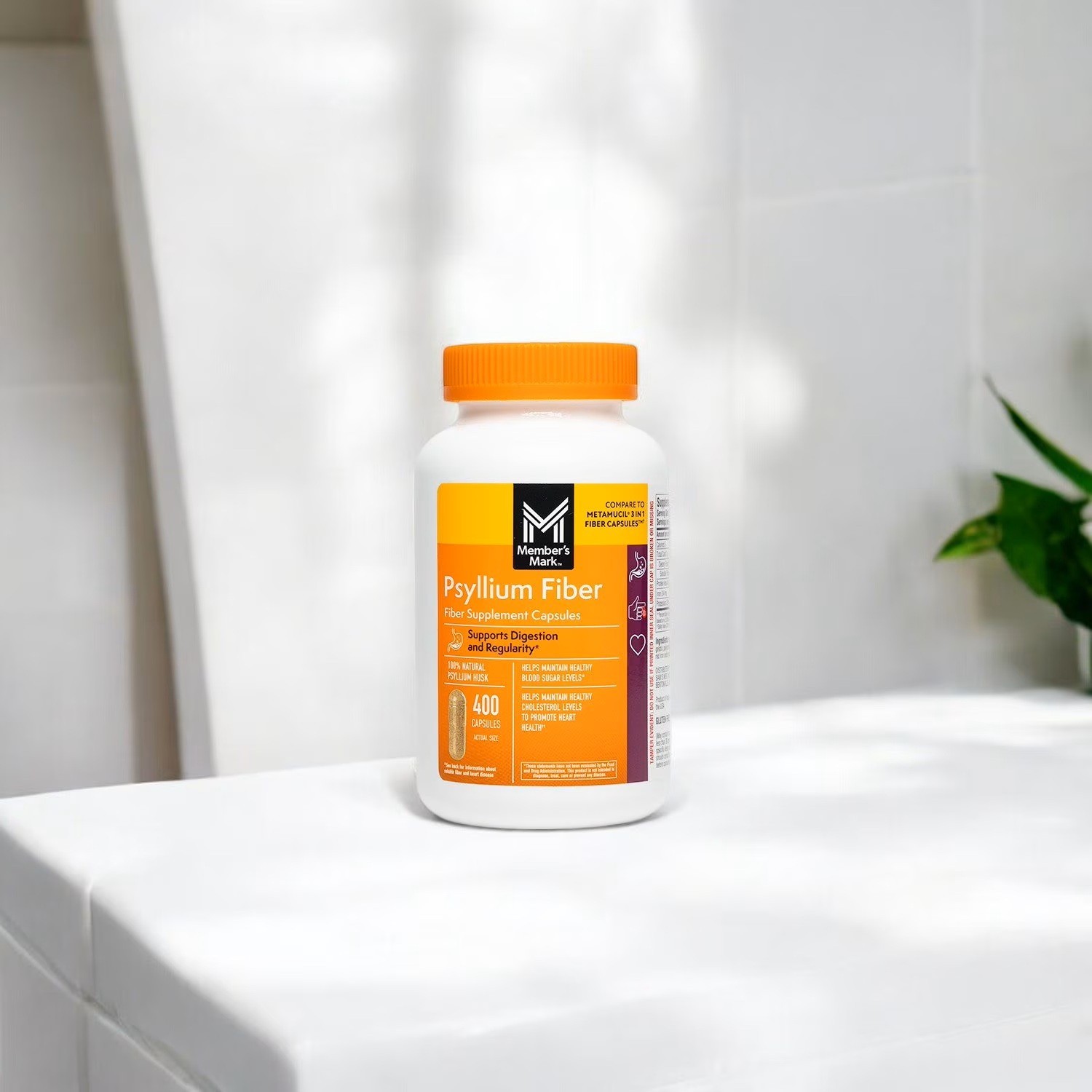 2 Pack – Member’s Mark Fiber Capsules 100% Psyllium 400 ct (Total 800)