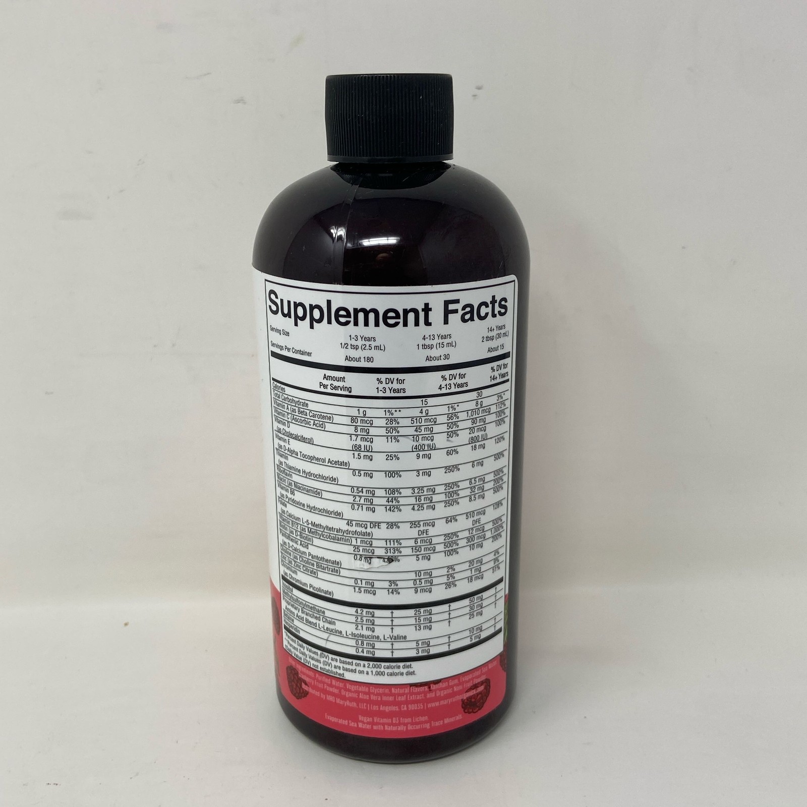 MaryRuth’s Liquid Morning Vegan Multivitamin Raspberry 15.22 fl oz