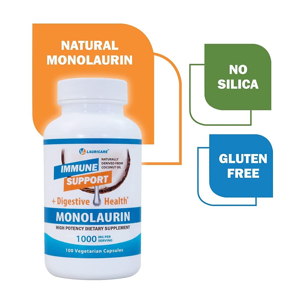 Lauricare Monolaurin Supplement for Immune Support – 100 Count (Pack of 1)