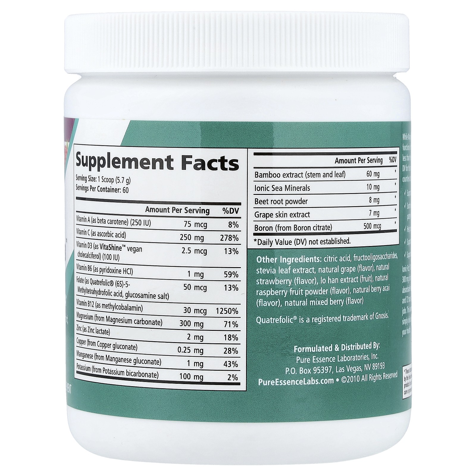 Pure Essence Ionic-Fizz Magnesium Plus Mixed Berry 12 06 oz 342 g Dairy-Free,
