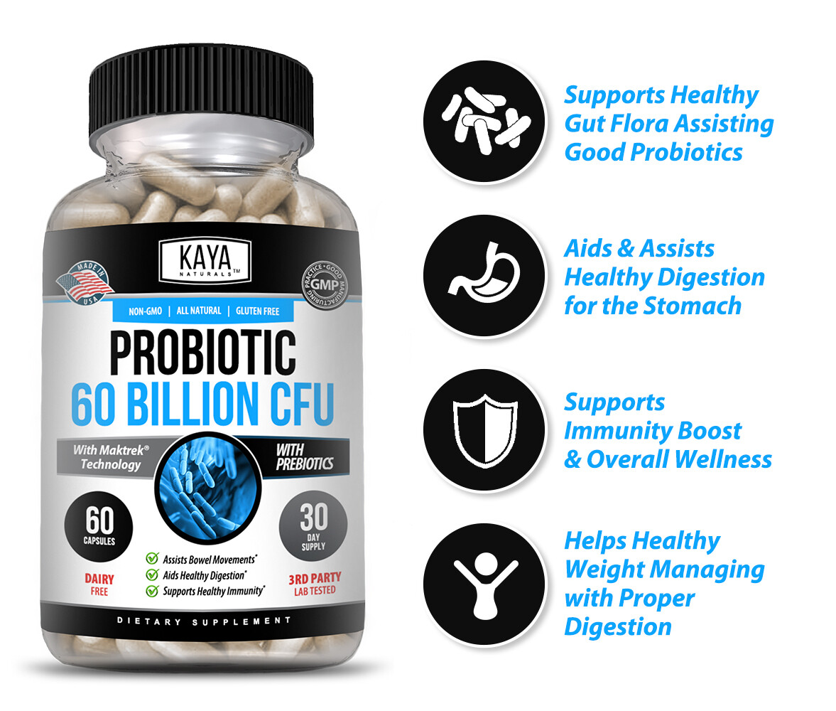 Probiotic 60 Billion with Prebiotics, Immune Function, Healthy Digestion 60 Ct