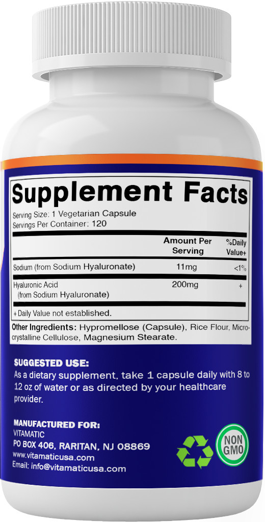 2 Pack – Vitamatic Hyaluronic Acid Supplements 200mg -240 capsules Healthy Skin