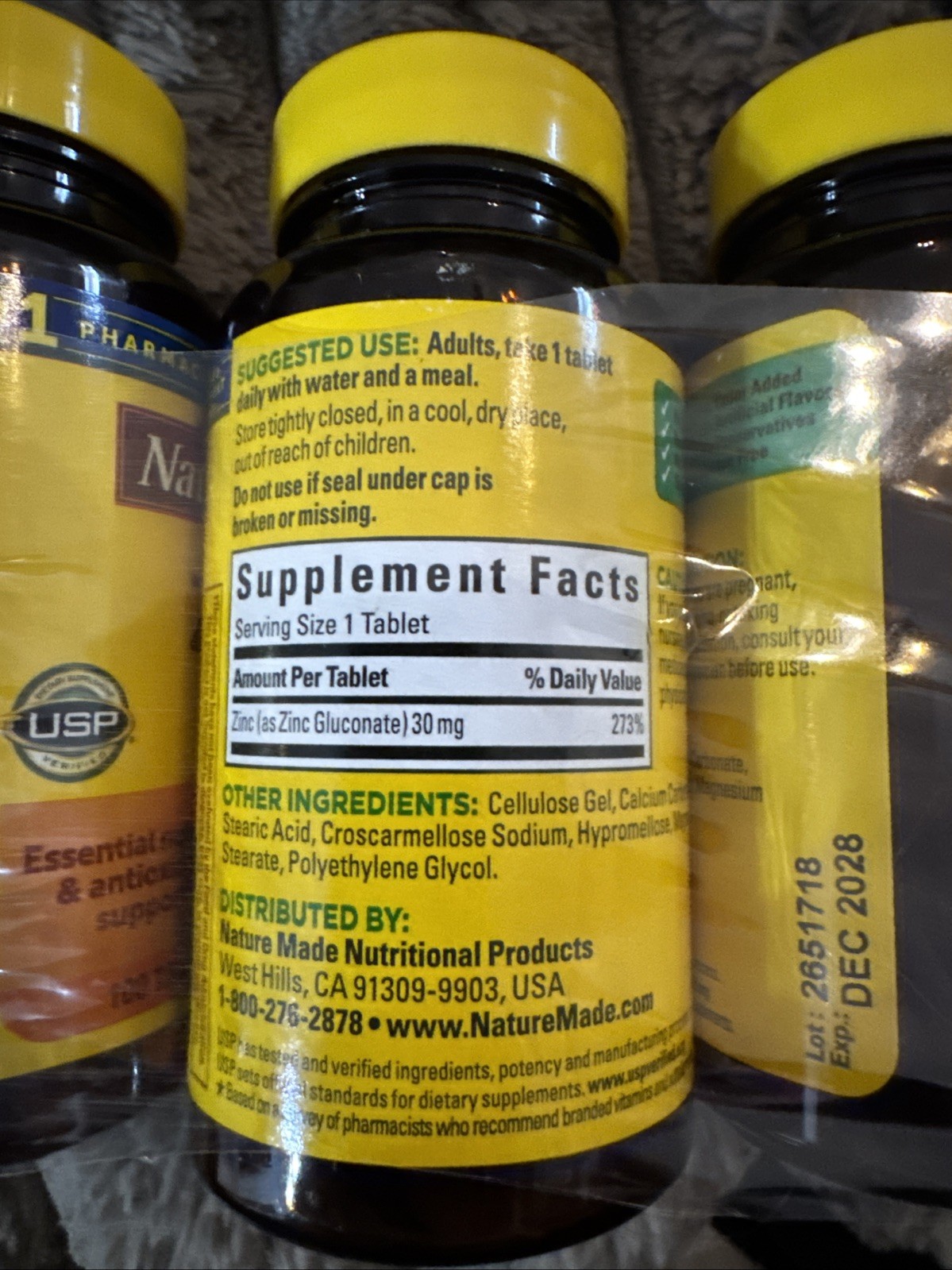 3X Nature Made Zinc, 30mg Dietary Supplement – 100 Tablets 12/28