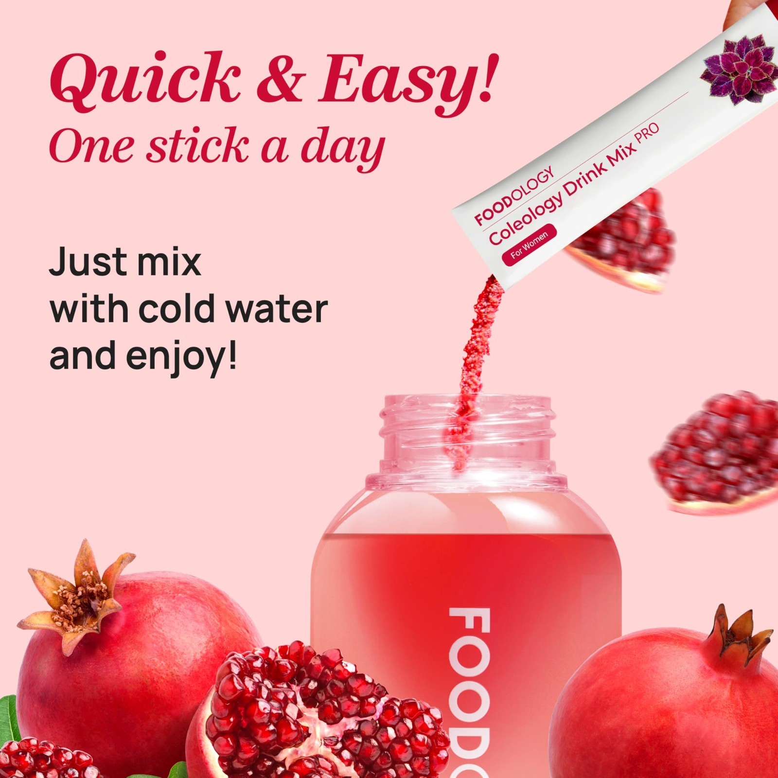 Prebiotic Fiber Drink Mix | 3000mg Metabolism Support | Pomegranate Gut Health S