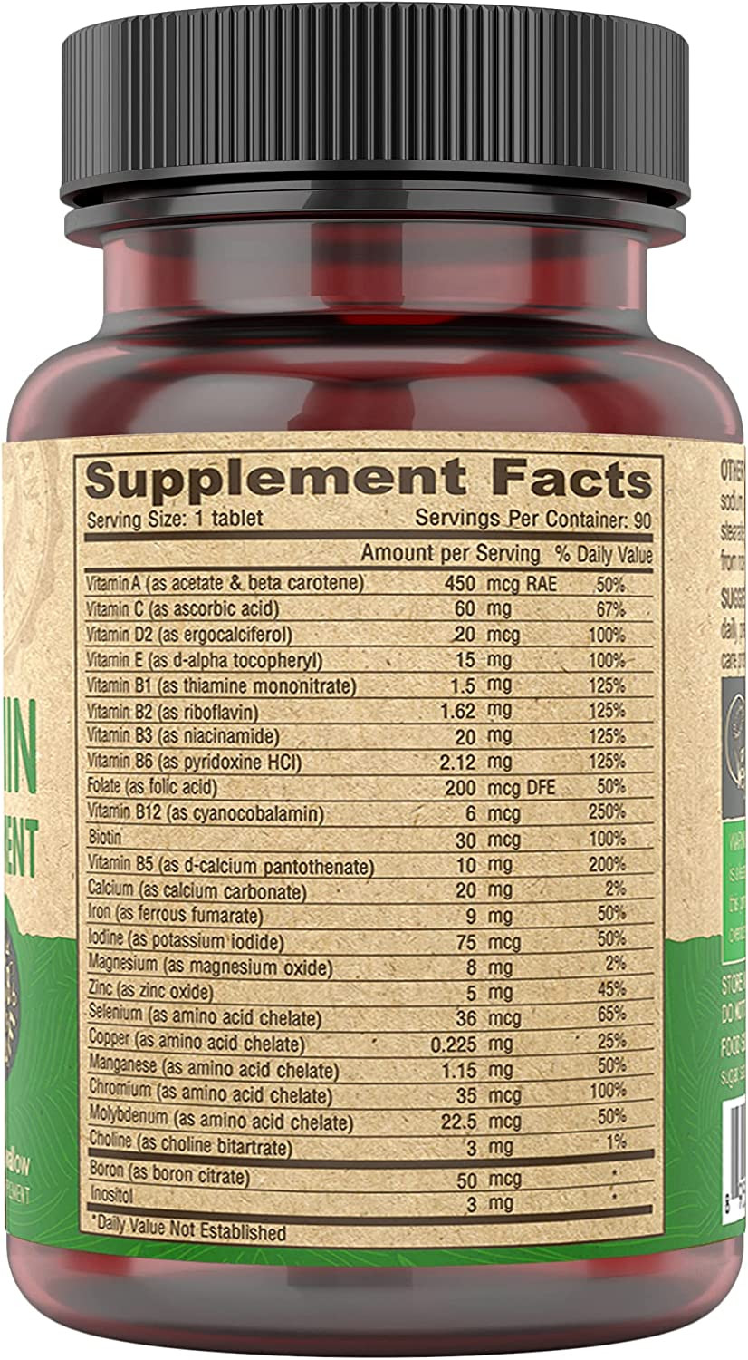 Vegan Multivitamin & Mineral Supplement, Tiny Tablets, Easy to Swallow, 90 Table
