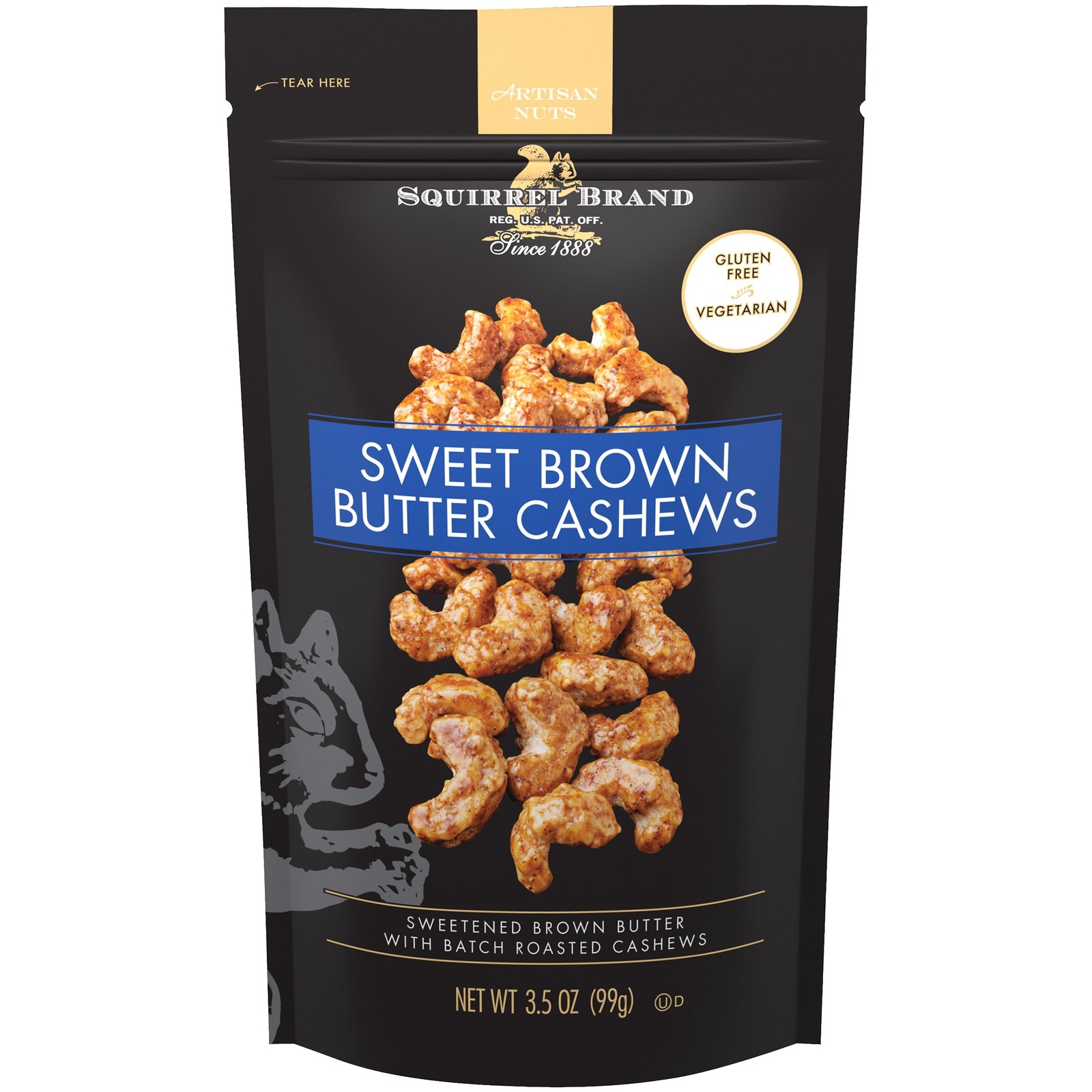 Squirrel Brand Sweet Brown Butter Cashews, 3.5 Ounces Ounce (Pack of 1)