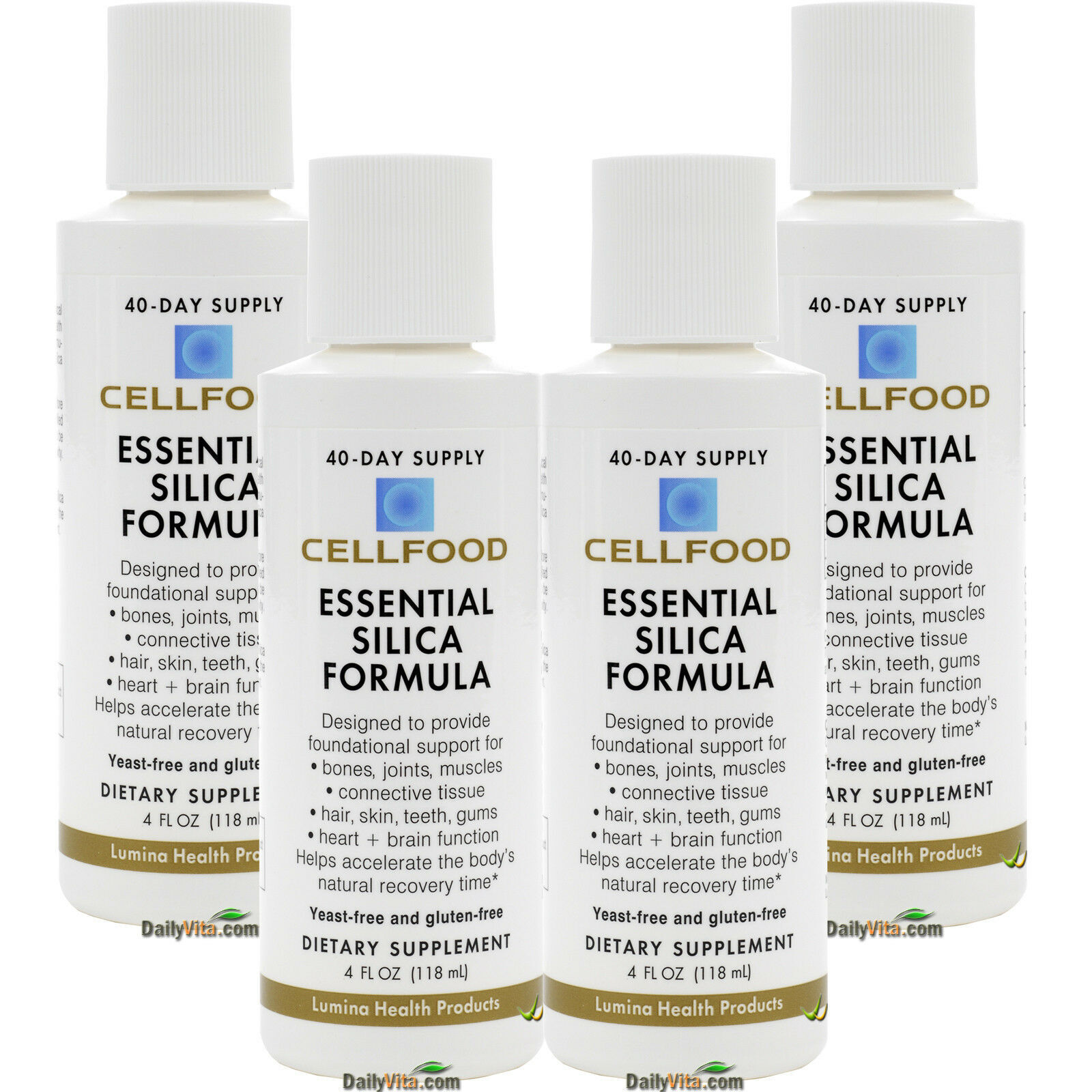4 Bottles Cellfood Essential Silica Formula 4 Oz by Lumina Health