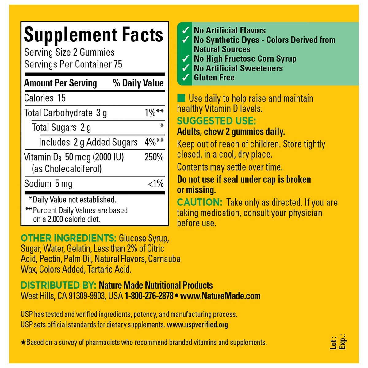 Nature Made Vitamin D3 2000 IU (50 mcg), for Bone Health and Immune – 150ct