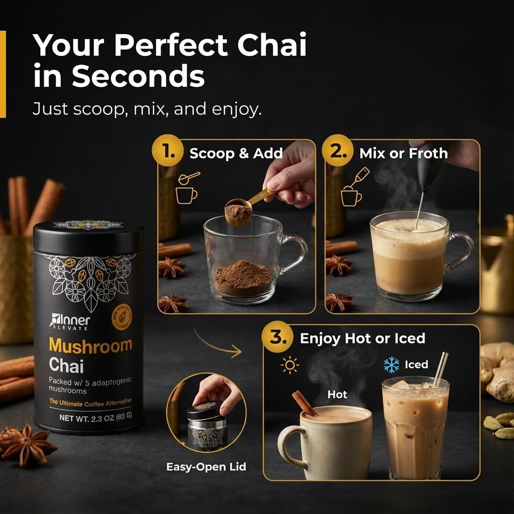 Superfood Chai – Ultimate Coffee Alternative – Adaptogenic Tea Drink with Lio…