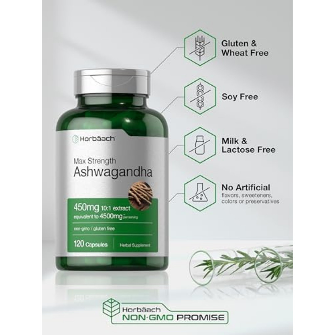 Ashwagandha Capsules | 4500 mg | 120 Count | by Horbaach