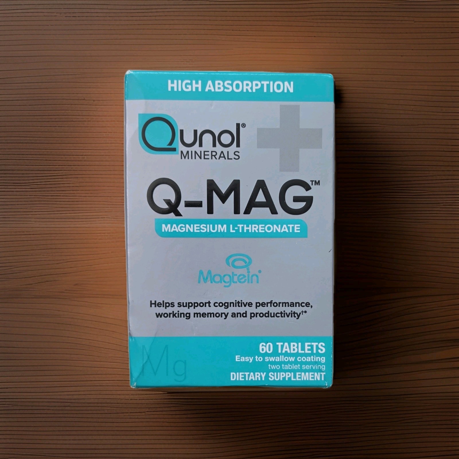 Qunol Q-Mag Magtein Magnesium L-Threonate Tablets 60 Gluten-Free Non-GMO