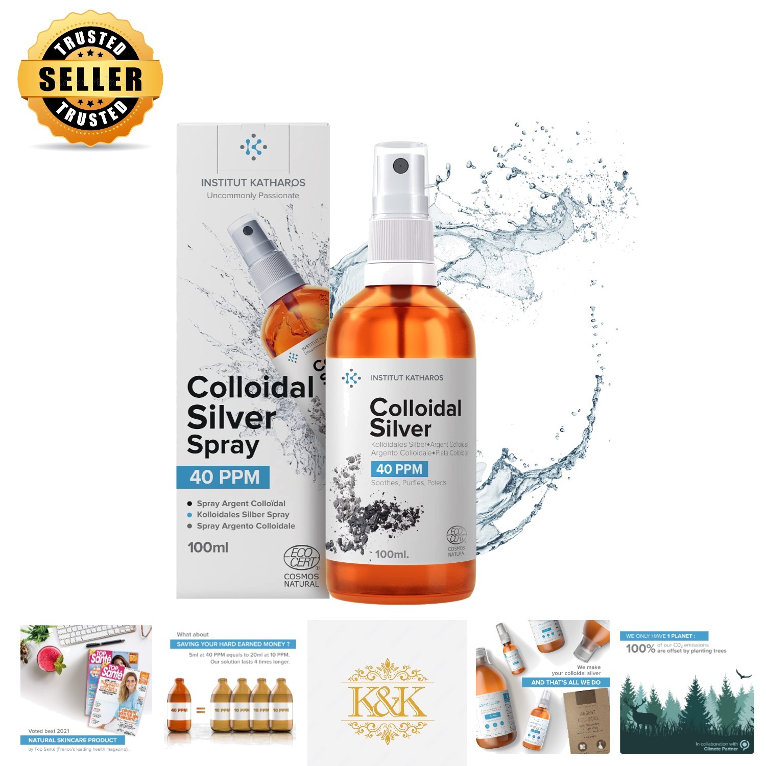 3.4 fl oz Organic Colloidal Silver Spray – Protects, Purifies & Soothes Skin