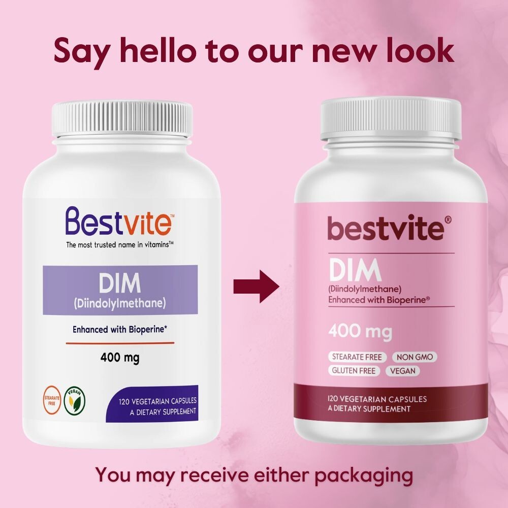 BESTVITE DIM (Diindolylmethane) 400mg with Bioperine (120 Vegetarian Capsules)