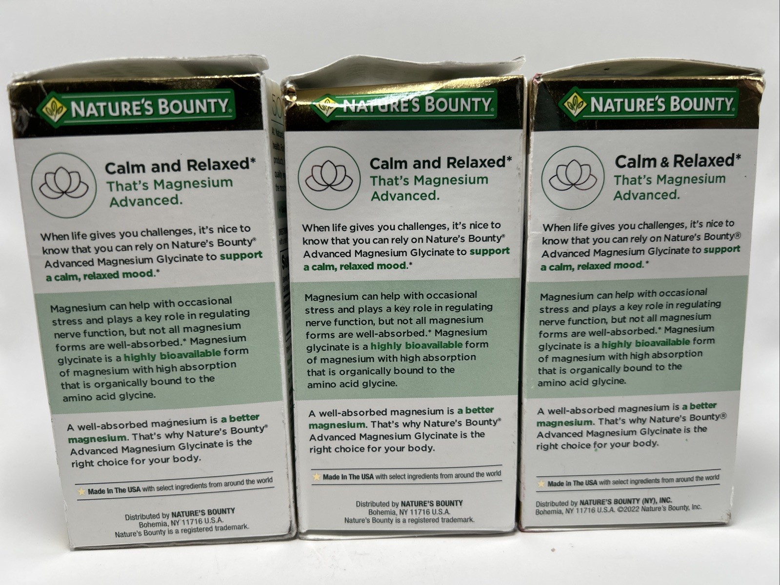 Nature’s Bounty Advanced Magnesium Glycinate 360mg 90 Caps 3 Pack Exp 12/2027