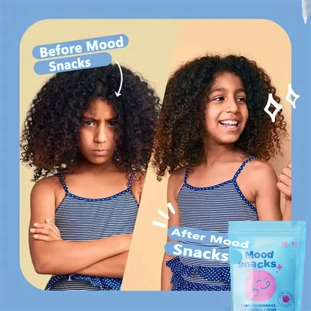 Mood Snacks Kids Saffron Gummies, Natural Support Supplements Offer Mood Berries