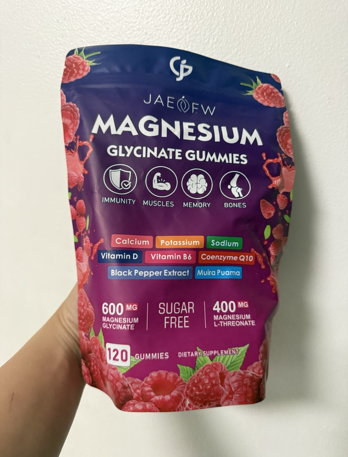 JAEoFW Magnesium Glycinate Gummies Sugar-Free 120 Count Mineral Supplement