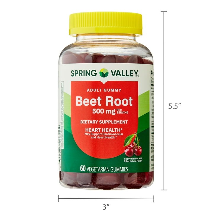 2 Pack Spring Valley Beet Root 500mg Heart Health Cherry Gummies, 60 Count