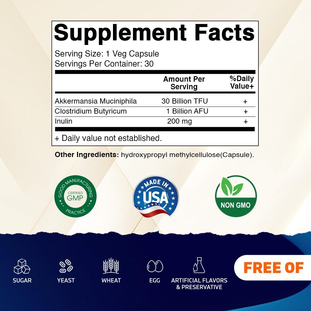 Vitamatic Akkermansia Muciniphila 30 B TFU + Clostridium Butyricum – 30 Capsules