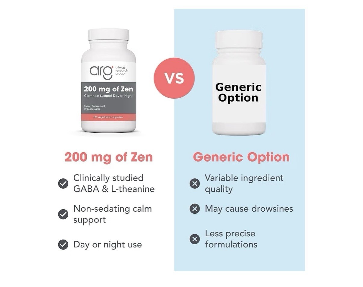 Allergy Research Group ARG 200 mg of Zen Calmness Support Day Or Night 120 Caps