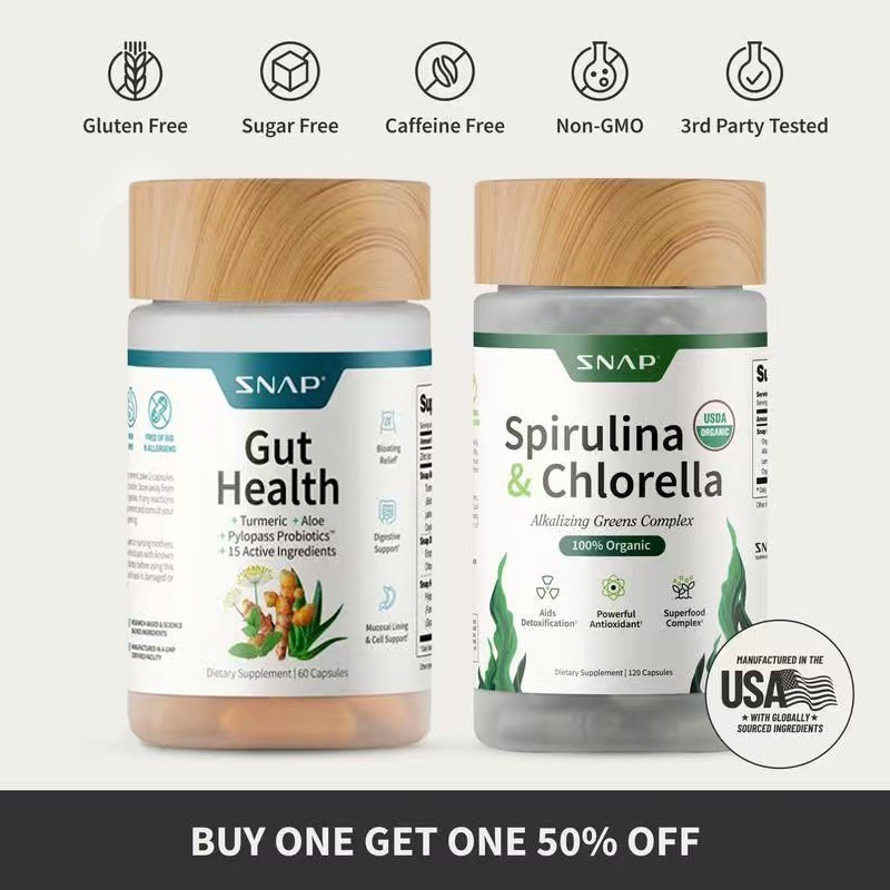 SNAP Gut Health Supplement&Snap Supplements Natural Spirulina and Chlorella