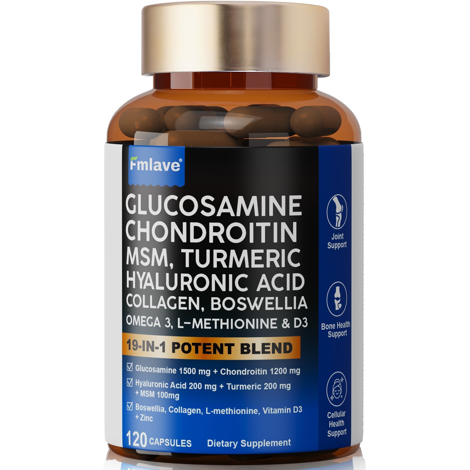 Triple Strength Pain Relief Supplement, Joint Support Glucosamine, Turmeric, MSM