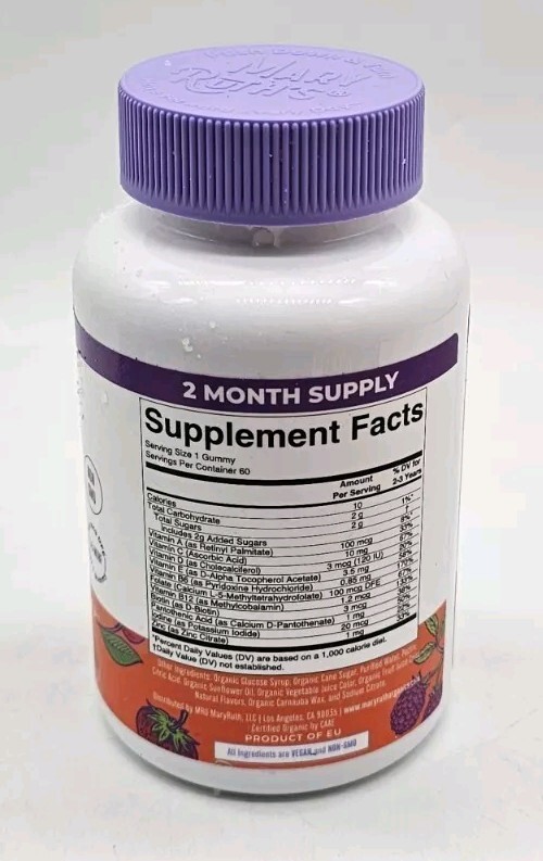 MaryRuths Organic Vitamin Gummy Toddler 60 Gummies Exp 12/2025