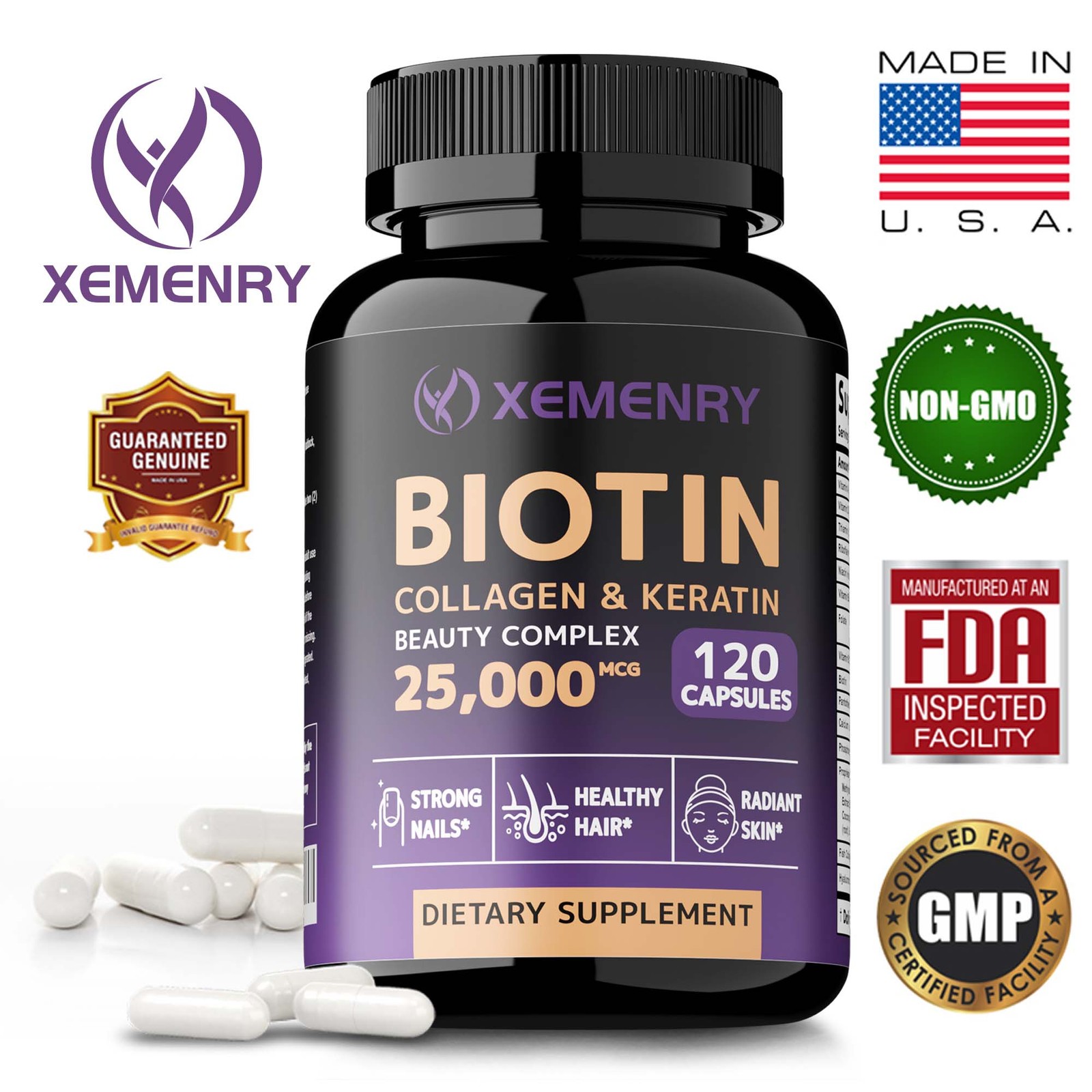 Biotin Collagen & Keratin 120pcs- Anti-Aging, Skin Health, Prevents Hair Loss