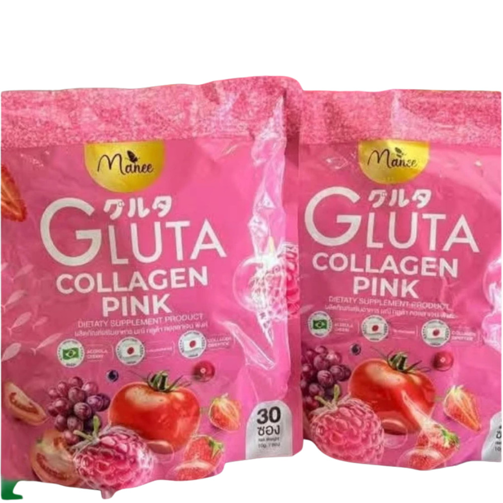 Manee Gluta Collagen Pink Anti-Aging Skin Brightening Glow Whitening 30’s X 2