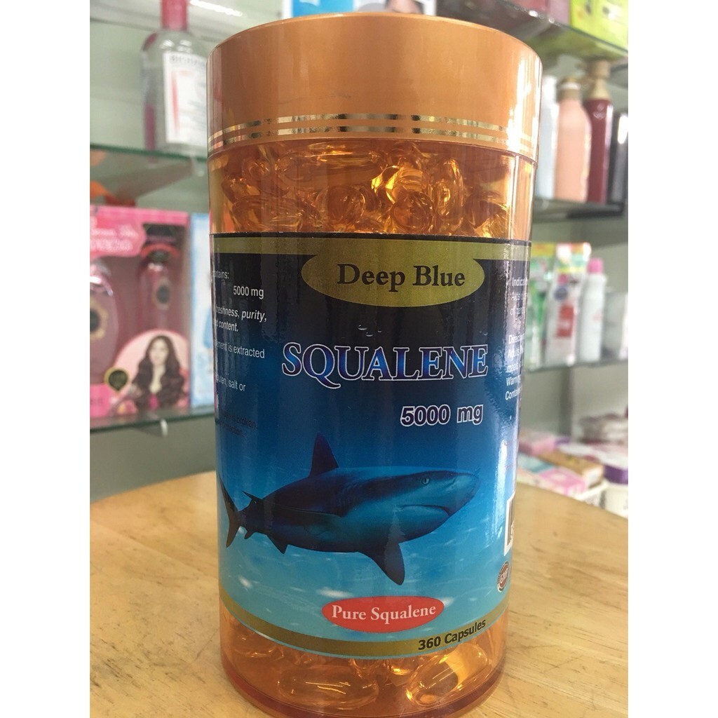 Deep Blue Squalene 5000 mg. Sea Shark Liver Oil 360 ​​Softgel Detoxify Toxin 1pc