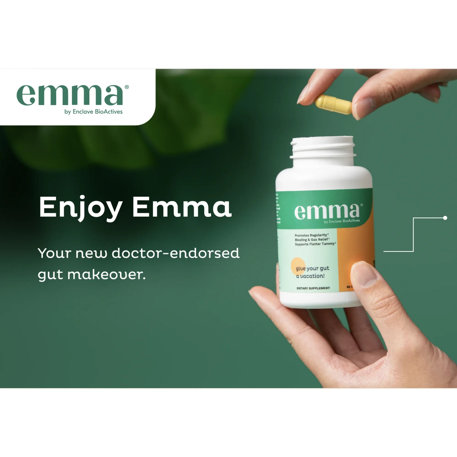 Emma Gut Health Supplement for Gas & Bloating Relief,Leaky Gut Repair,60 Capsule