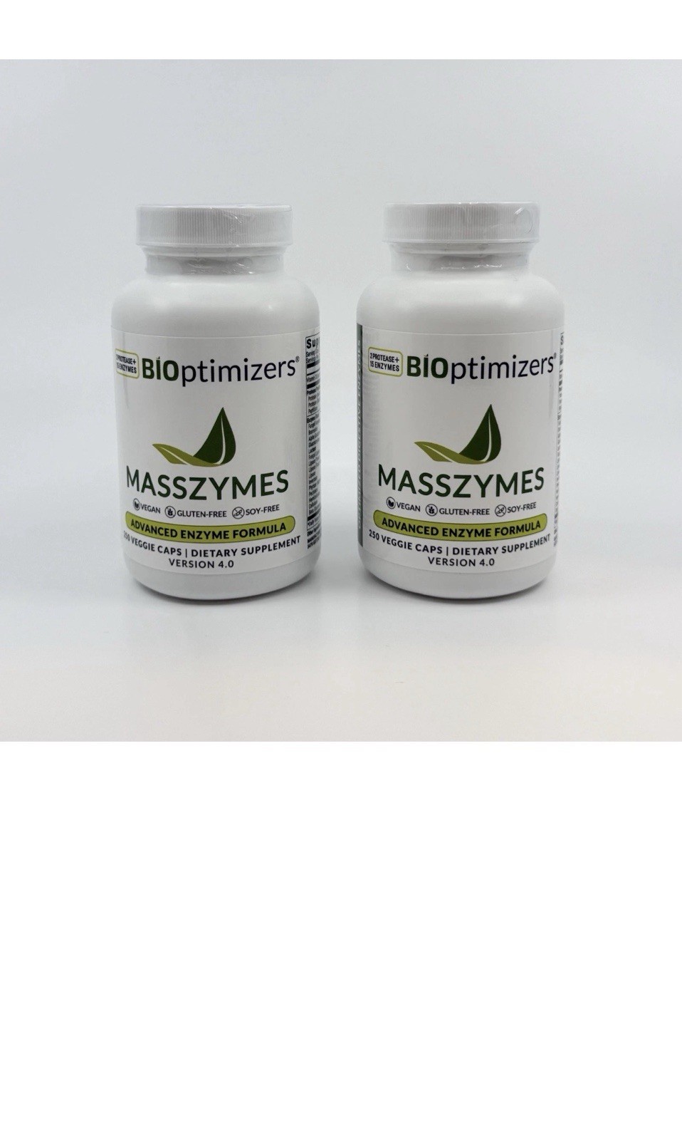 2 PACK Bioptimizers Masszymes 250 Caps Advanced Proteolytic Enzyme 4.0 Version