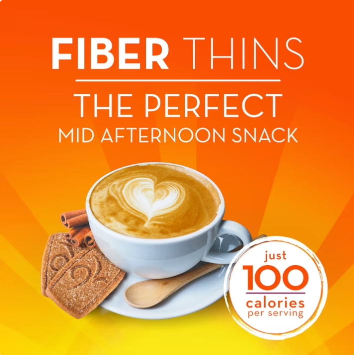 4 Pack Metamucil Fiber Thins, Psyllium Husk Snack, Cinnamon Spice, 24 Ct Pk