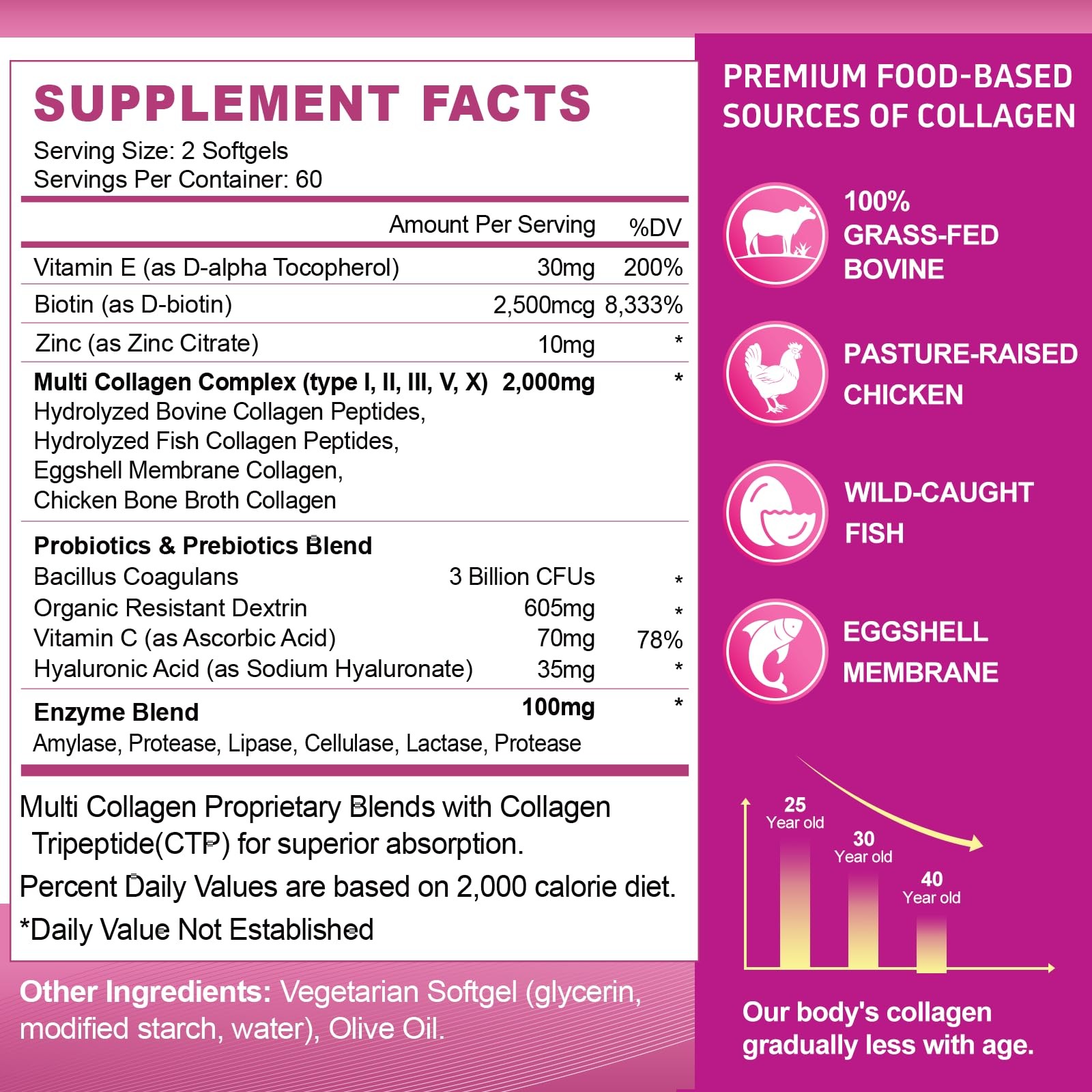 HK Multi Collagen Peptides for Women 2000mg 120 Count (Pack of 1)