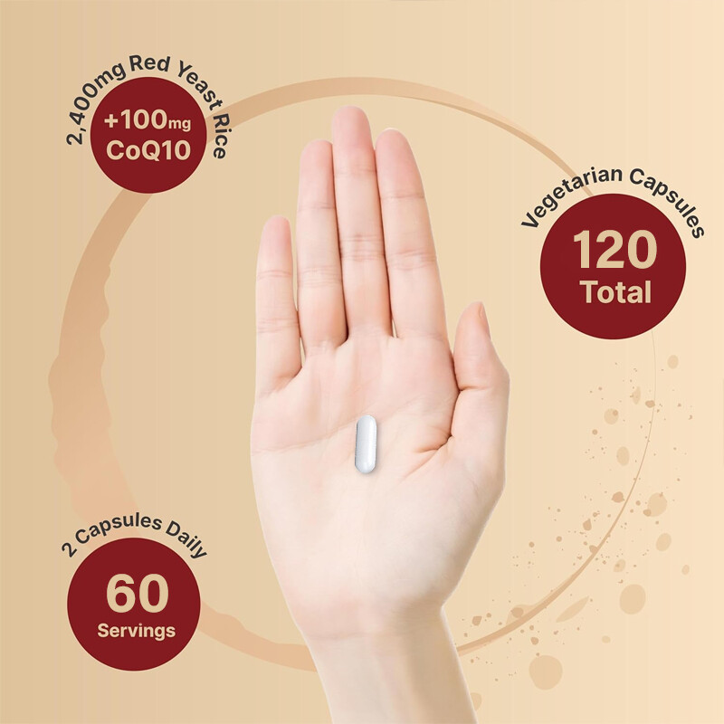 Red Yeast Rice 2400mg – CoQ10 – Energy & Stamina, Heart & Cardiovascular Health