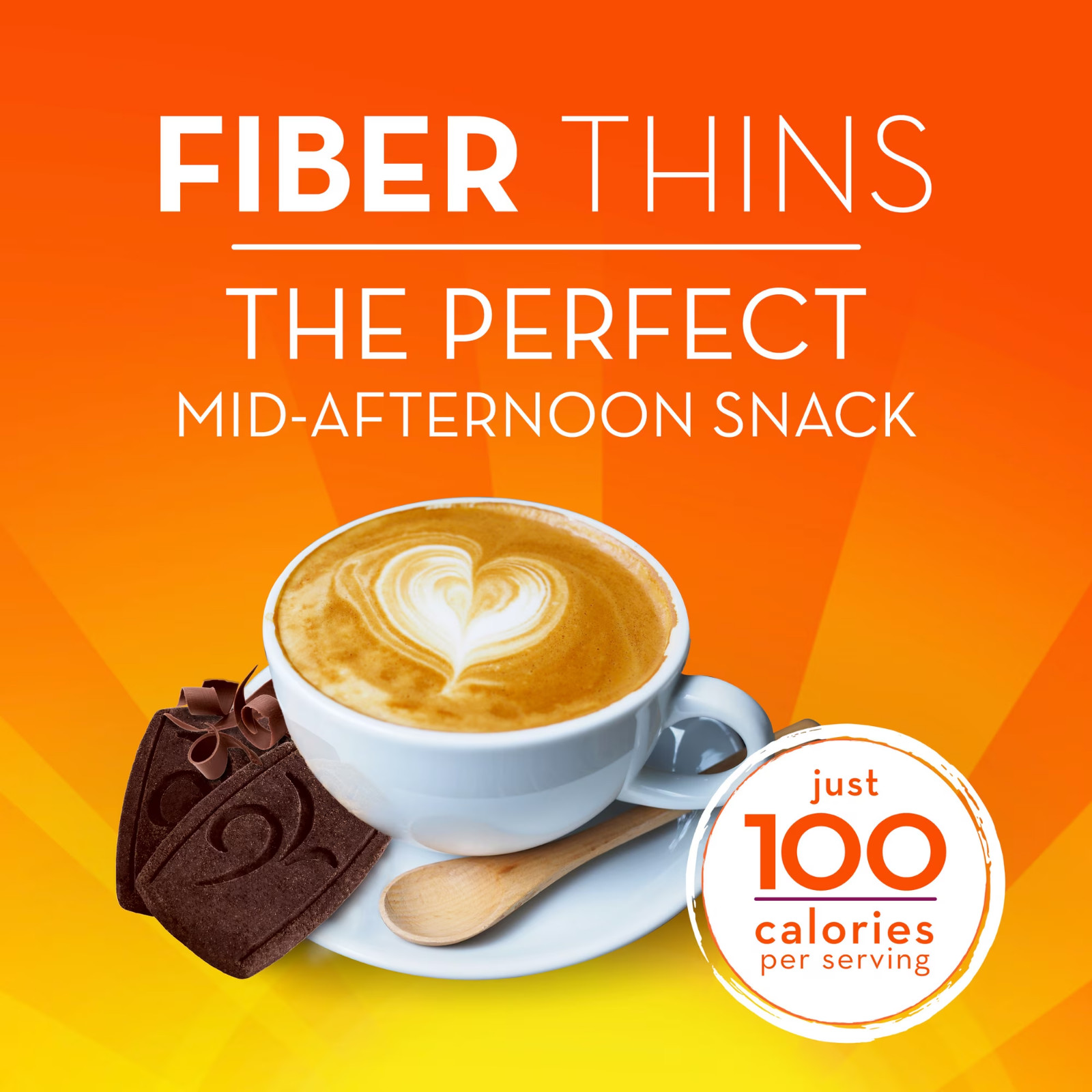 (4 pack) Metamucil Fiber Thins, Chocolate, Psyllium Husk Fiber Snack