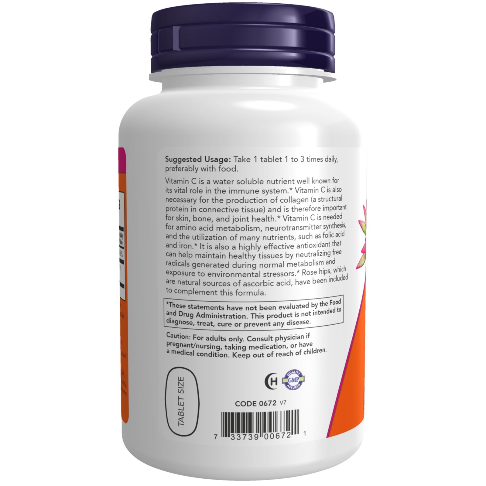 NOW Supplements, Vitamin C-500 with 250 Count (Pack of 1), Beige W/Speckles
