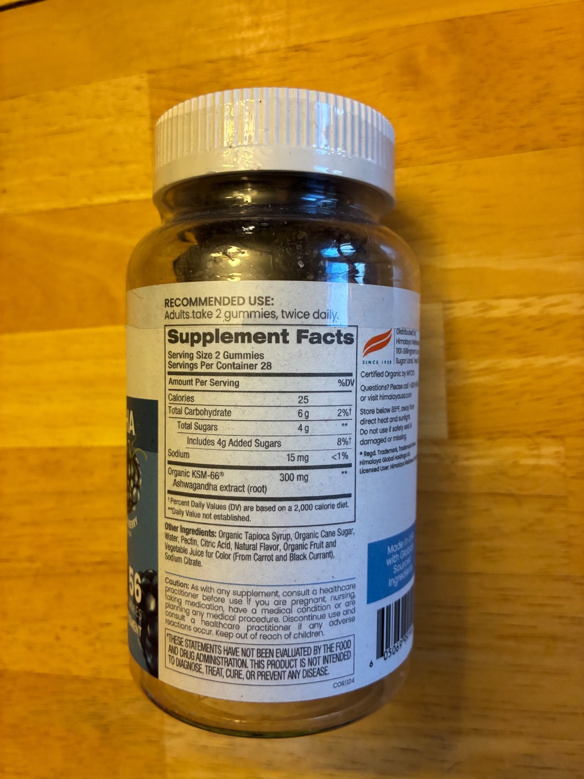 Himalaya Herbals USDA Organic Ashwagandha Gummies Blackberry Flavor 56 ct 300mg