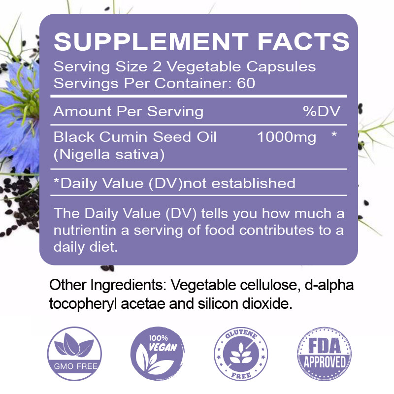 1000mg Black Seed Oil,Premium Cold Pressed,Non-GMO,Vegan,Premium Black Seed 240p