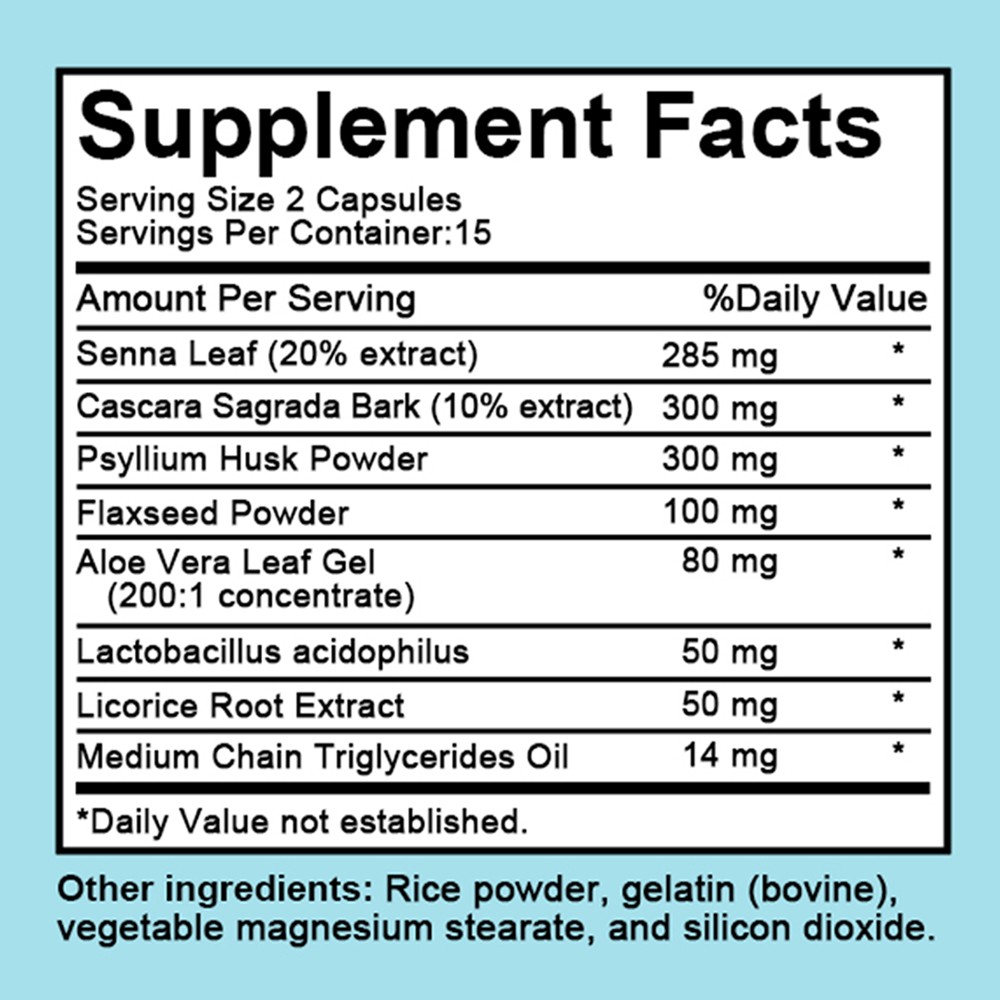 15 Cleanse Day Gut Support Intestinal Purification Detoxification 30 Capsules US