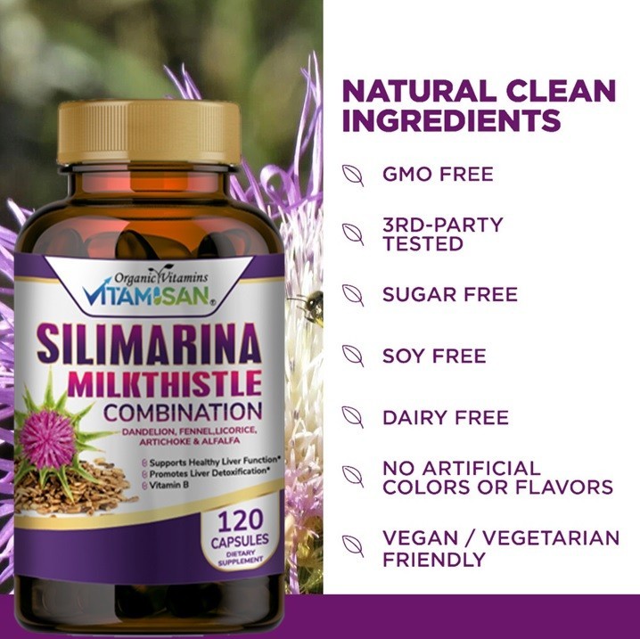 Liver Cleanser, Detox support Silymarin Milk Thistle 120 cleanse support 1448mg