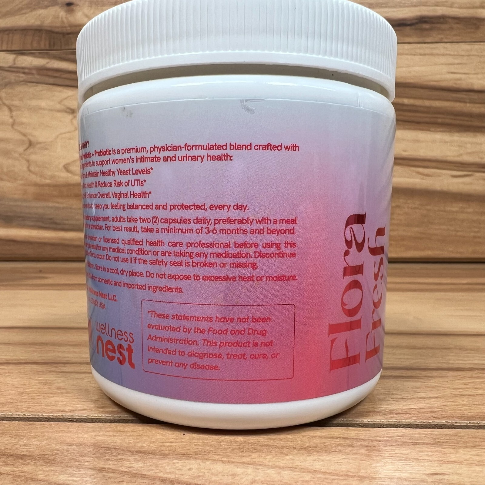 Wellness Nest Flora Fresh Vaginal Probiotics 15 Billion CFUs 60 Capsules 02/2026