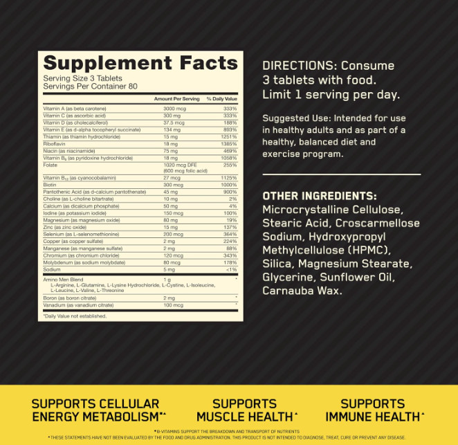 Optimum Nutrition Opti-men Daily Multivitamin Supplement – 240 Count