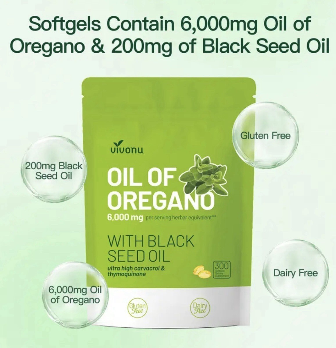 NEW Oil of Oregano Softgels with Black Seed Oil – 6000mg Oregano Oil