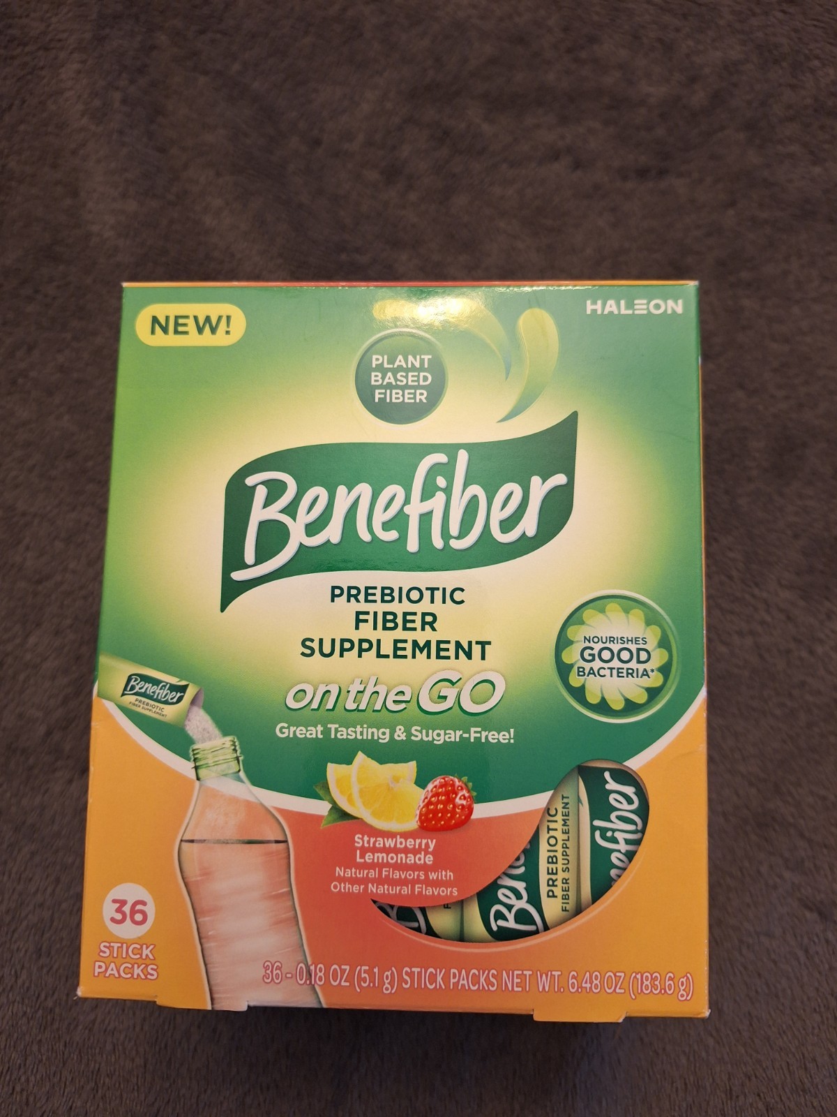 Benefiber On The Go Prebiotic Fiber Supp Strawberry Lemonade 36 Pack Exp 09/2027